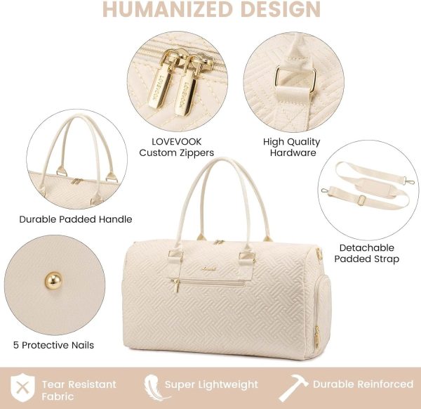LOVEVOOK Travel Duffle Bag, Weekender Bag for Women with Toiletry Bag, Carry on Overnight Bag with Shoe Compartment, Gym Duffel Bag with Wet Pocket, Mommy Hospital Bags for Labor and Delivery - Image 20