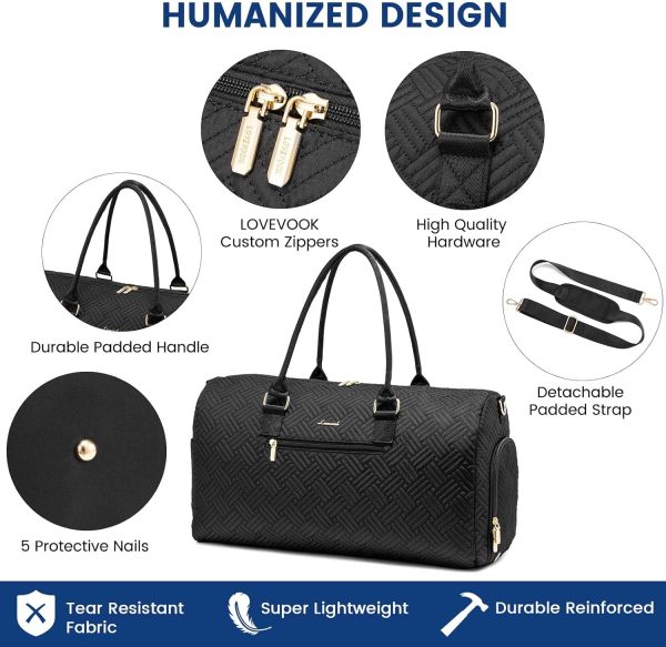 LOVEVOOK Travel Duffle Bag, Weekender Bag for Women with Toiletry Bag, Carry on Overnight Bag with Shoe Compartment, Gym Duffel Bag with Wet Pocket, Mommy Hospital Bags for Labor and Delivery - Image 25
