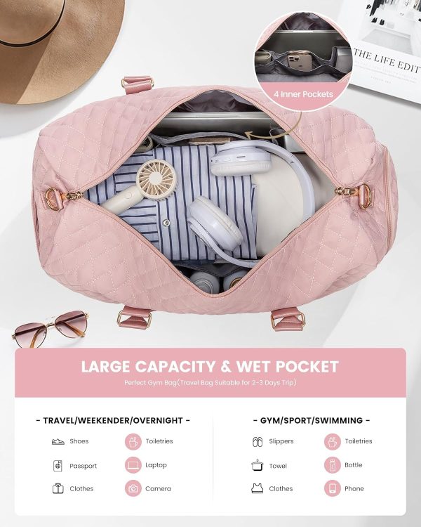LOVEVOOK Travel Duffle Bag, Weekender Bag for Women with Toiletry Bag, Carry on Overnight Bag with Shoe Compartment, Gym Duffel Bag with Wet Pocket, Mommy Hospital Bags for Labor and Delivery - Image 36