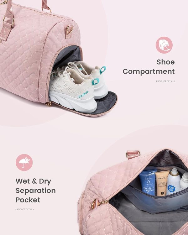 LOVEVOOK Travel Duffle Bag, Weekender Bag for Women with Toiletry Bag, Carry on Overnight Bag with Shoe Compartment, Gym Duffel Bag with Wet Pocket, Mommy Hospital Bags for Labor and Delivery - Image 38