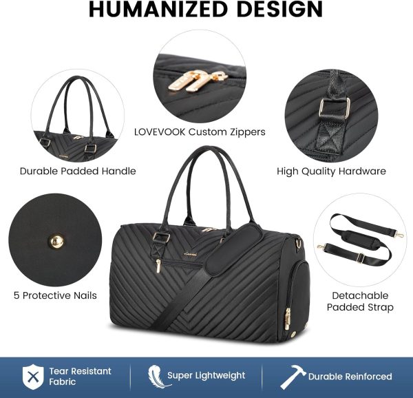LOVEVOOK Travel Duffle Bag, Weekender Bag for Women with Toiletry Bag, Carry on Overnight Bag with Shoe Compartment, Gym Duffel Bag with Wet Pocket, Mommy Hospital Bags for Labor and Delivery - Image 58