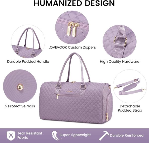 LOVEVOOK Travel Duffle Bag, Weekender Bag for Women with Toiletry Bag, Carry on Overnight Bag with Shoe Compartment, Gym Duffel Bag with Wet Pocket, Mommy Hospital Bags for Labor and Delivery - Image 95